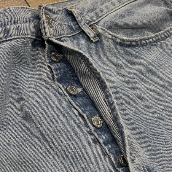 Agolde Jeans Womens 34 90s Crop Loose Fit Nerve Light Wash Raw Hem Button Fly - Picture 4 of 16